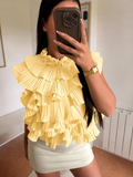 Top « ilana » à volant jaune