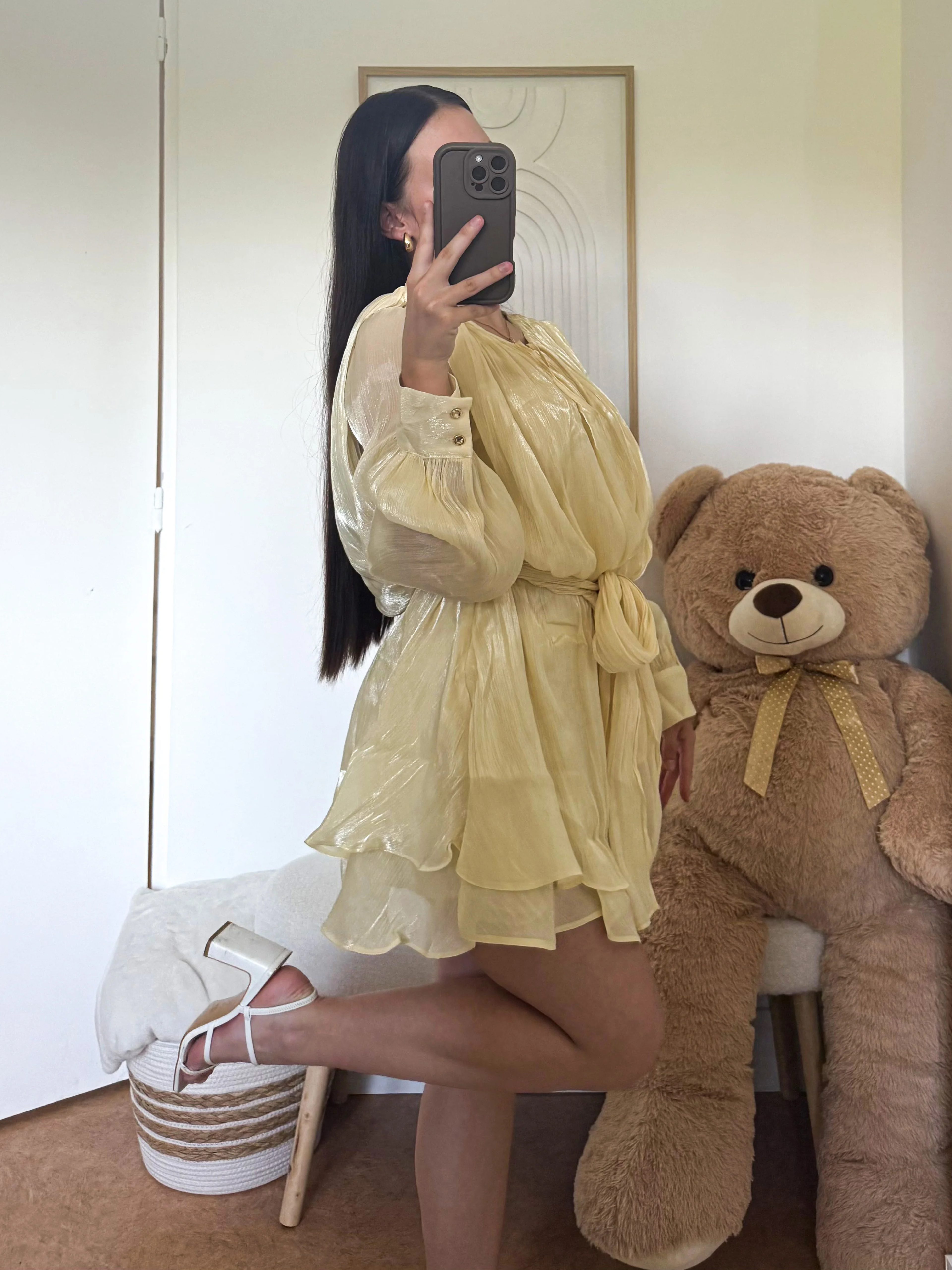 Robe "Sanae" Jaune pastel irisé