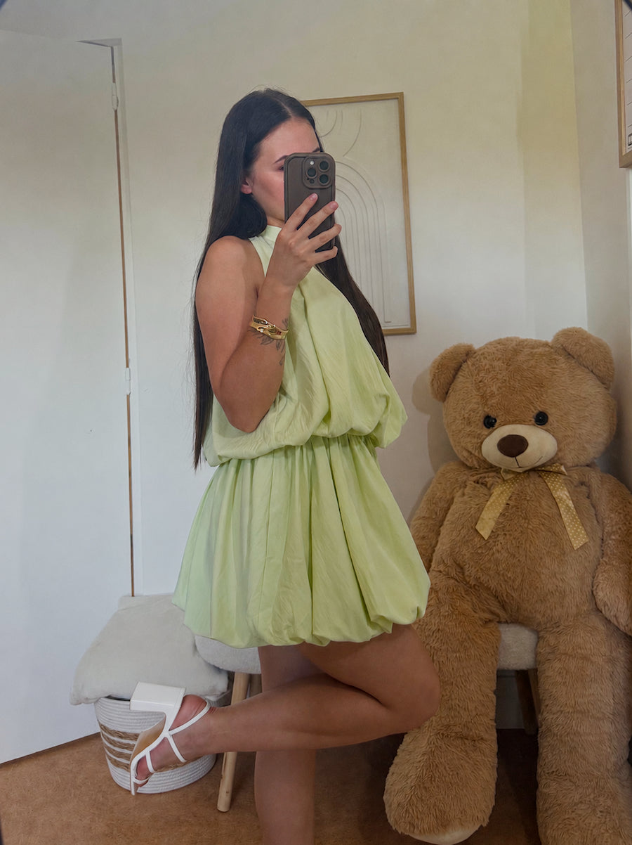 Robe Courte "Naelia" Matcha Pastel
