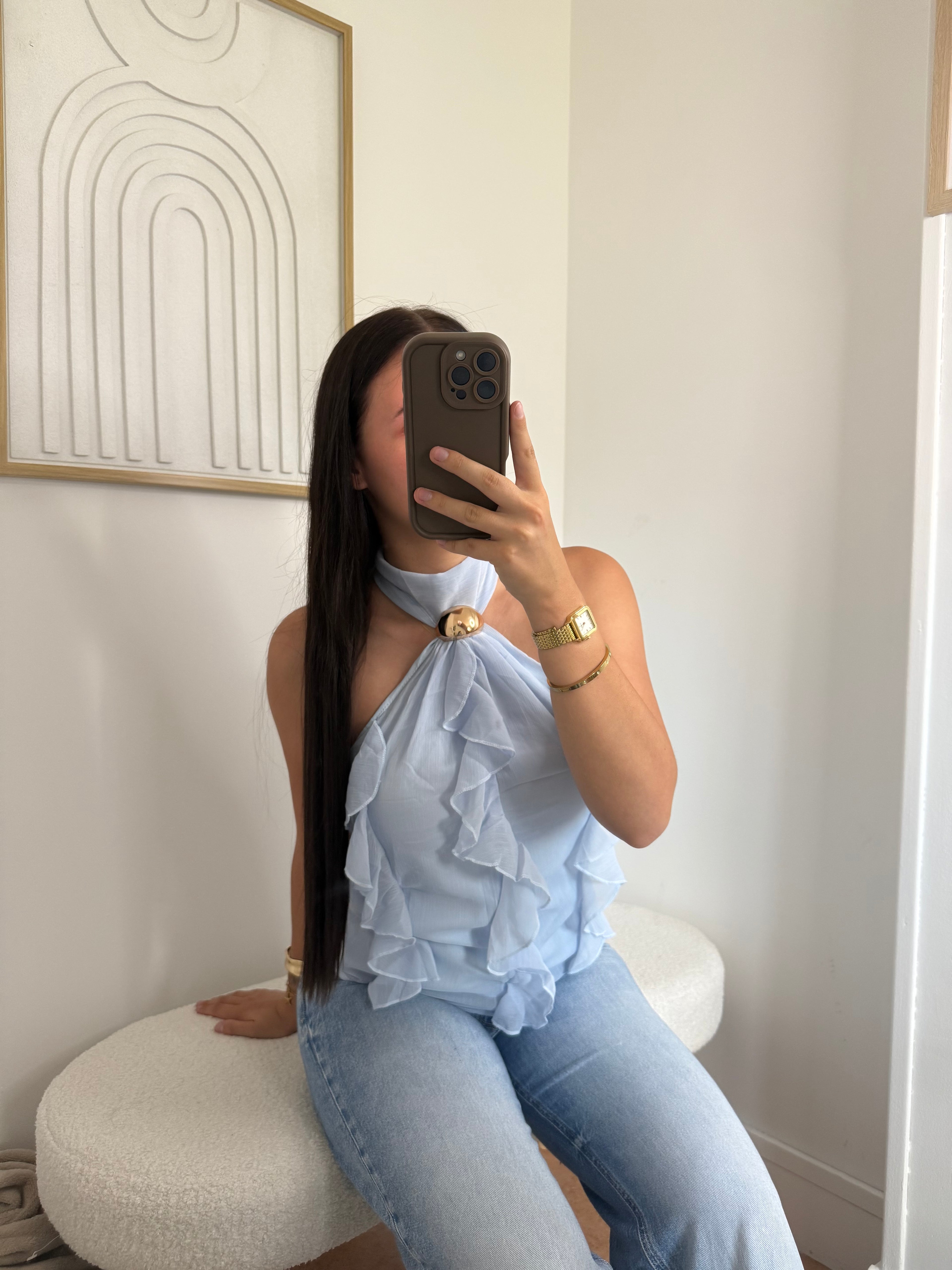 Top "Syrena" Bleu Pastel