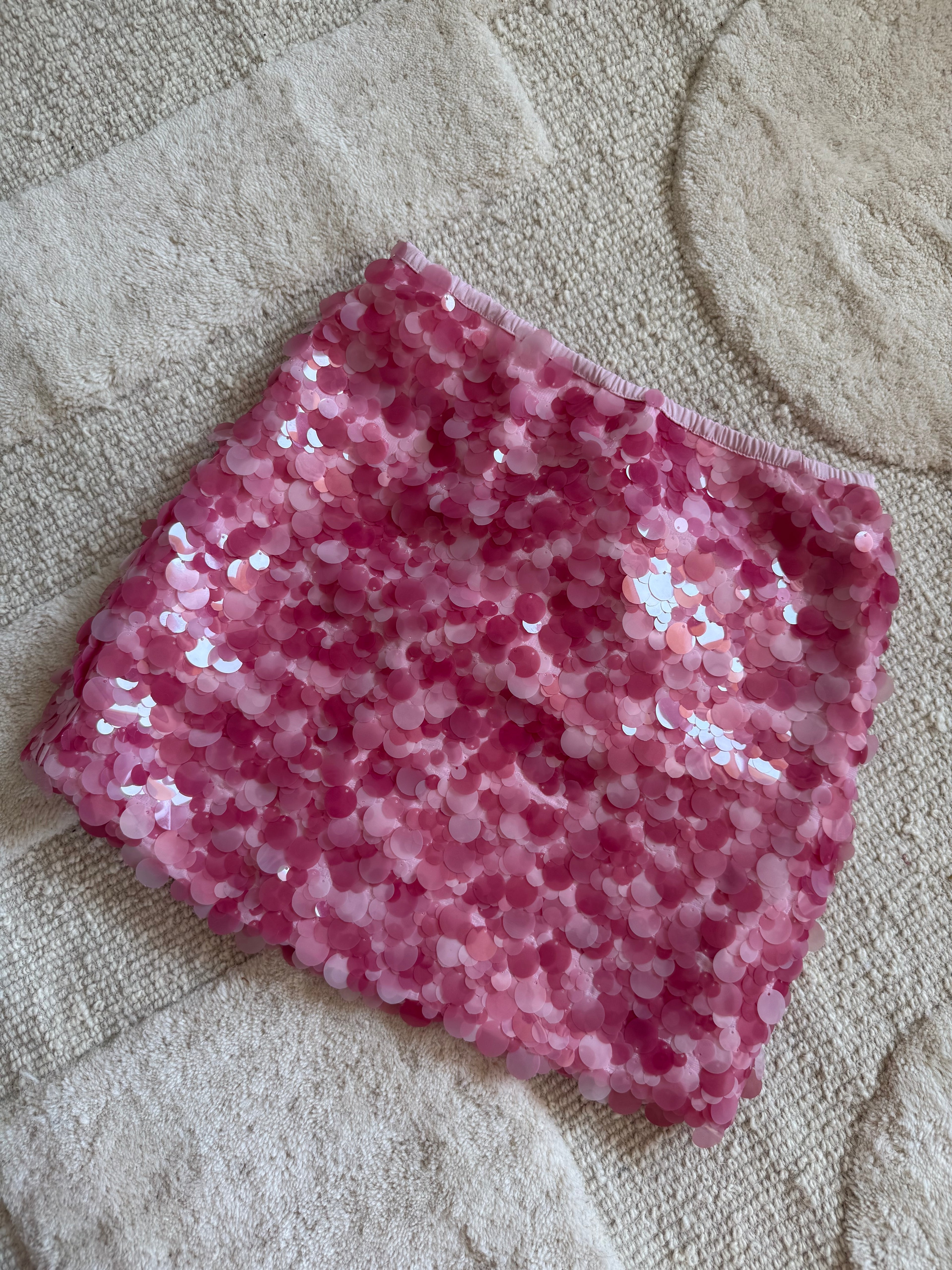 Jupe "Haloa" à sequins rose