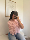 Top "Janaa" à Volant en Pois Rose Pastel