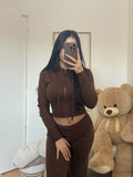 Ensemble " Sanaa" en maille Marron
