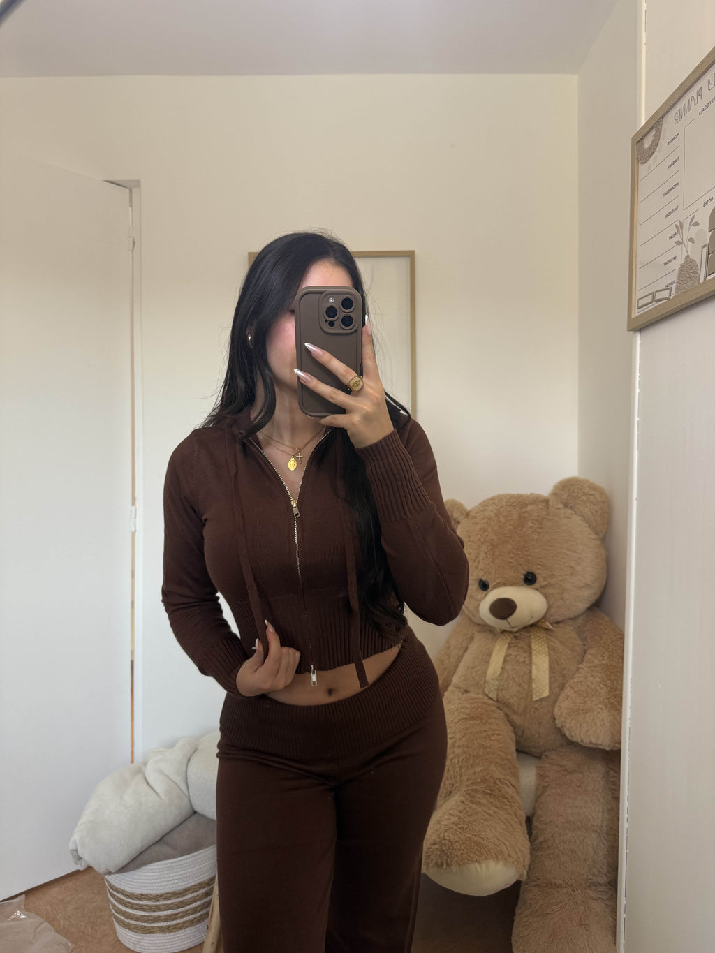 Ensemble " Sanaa" en maille Marron