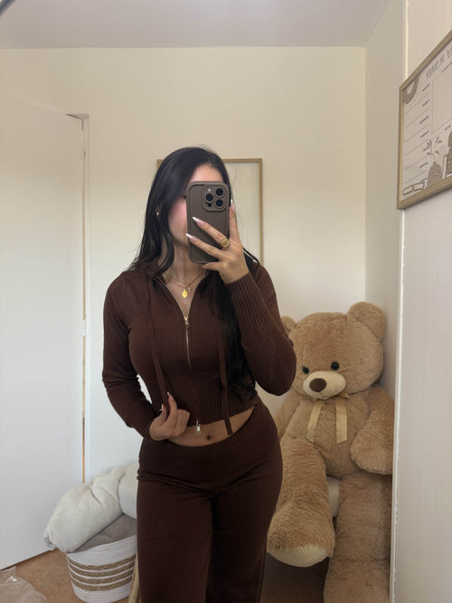 Ensemble " Sanaa" en maille Marron