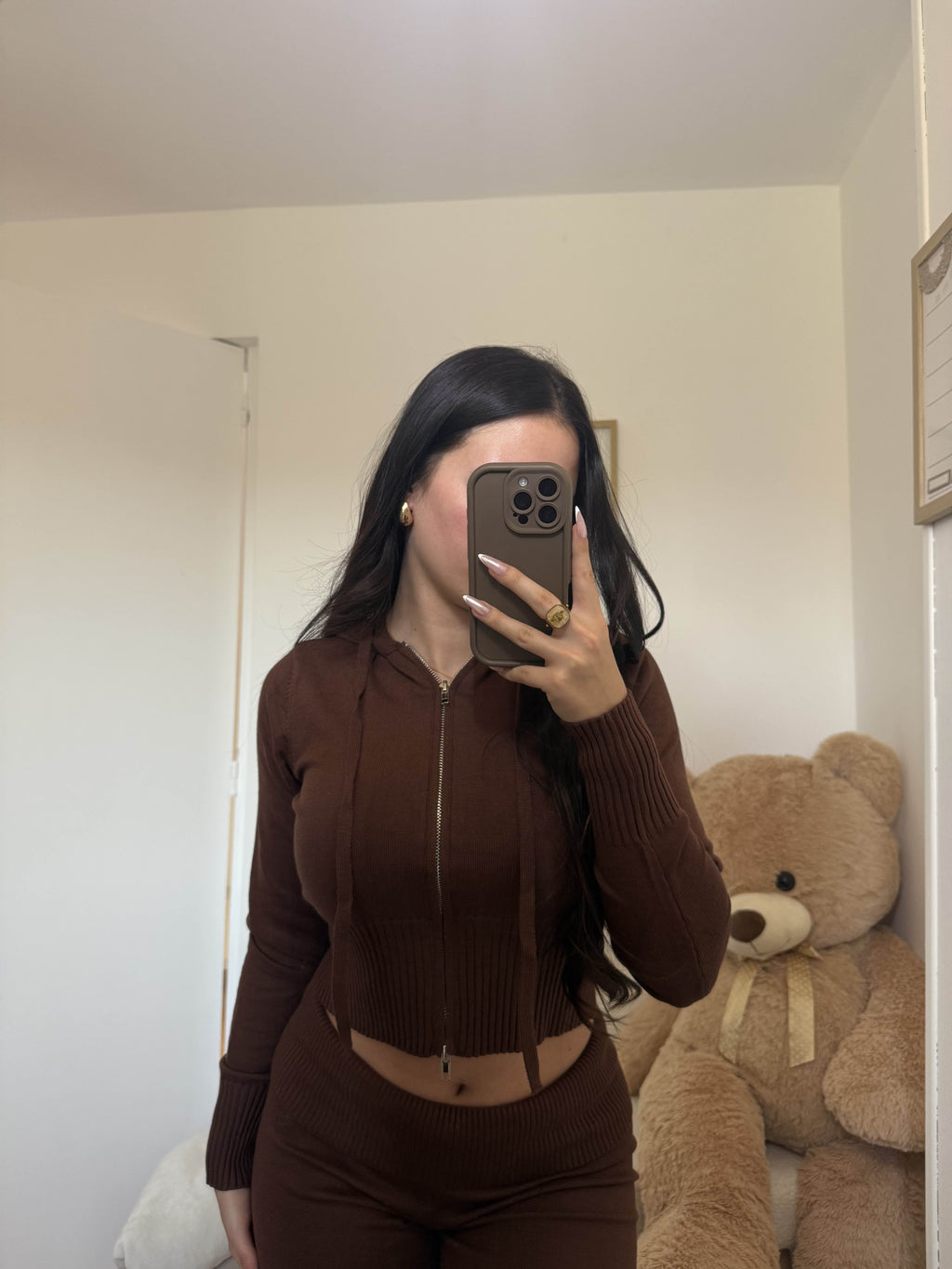 Ensemble " Sanaa" en maille Marron