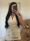 Ensemble "Naïa" Blazer Ceintré Jupe Beige 🤍