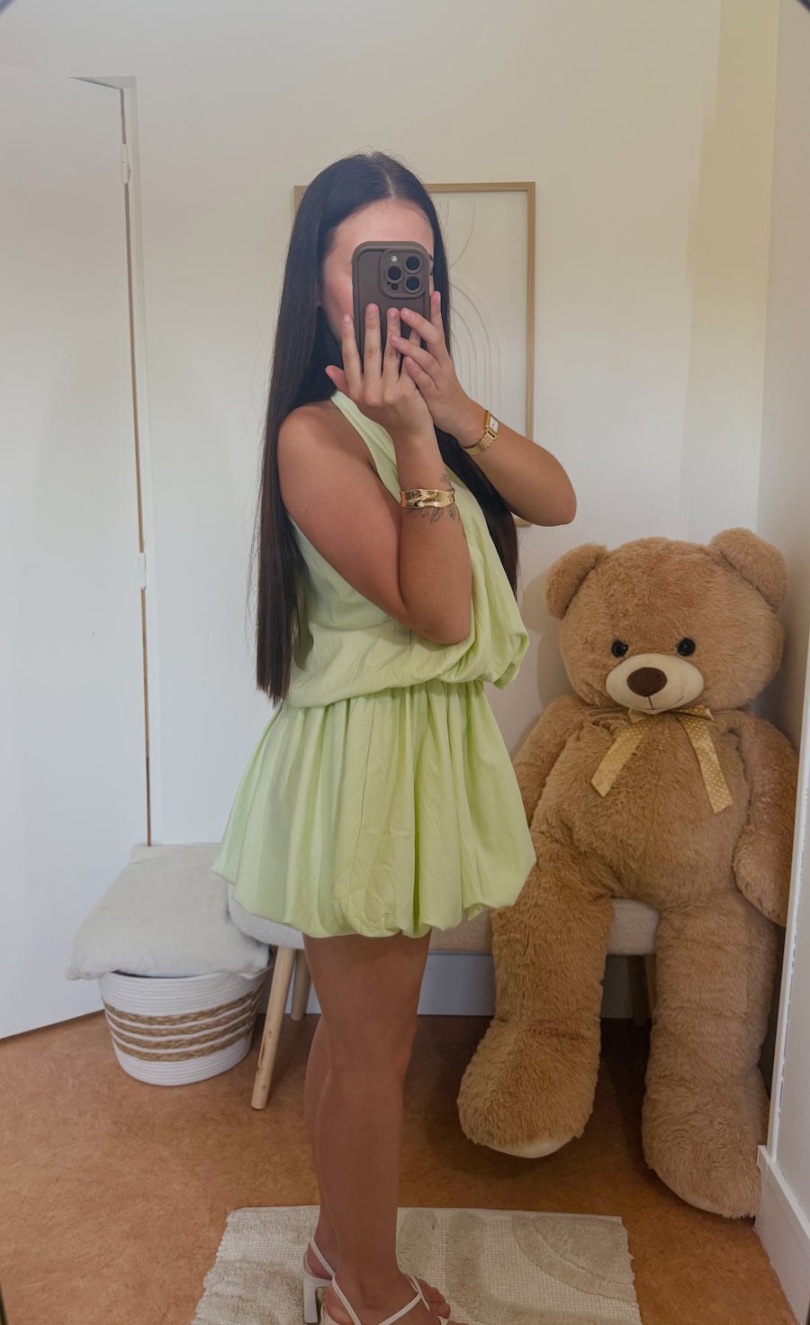 Robe Courte "Naelia" Matcha Pastel