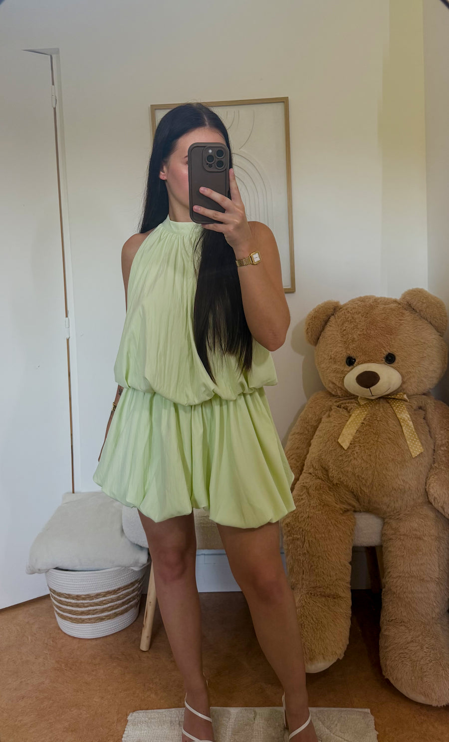 Robe Courte "Naelia" Matcha Pastel