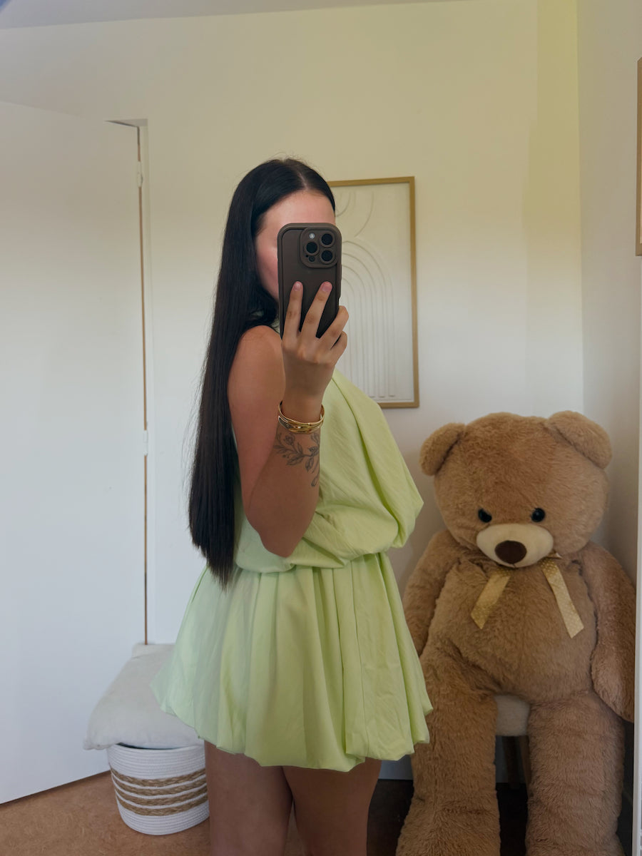 Robe Courte "Naelia" Matcha Pastel