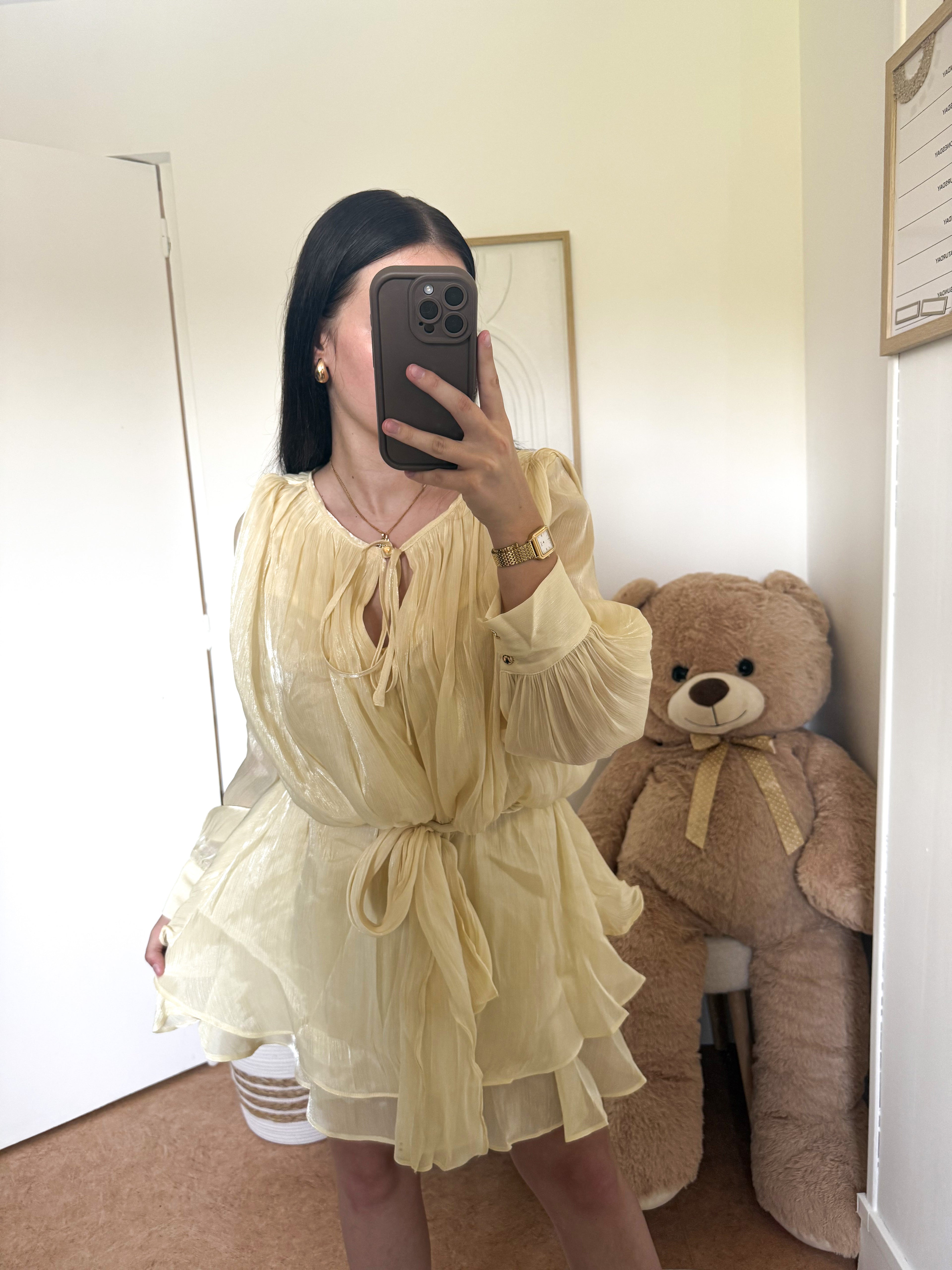 Robe "Sanae" Jaune pastel irisé
