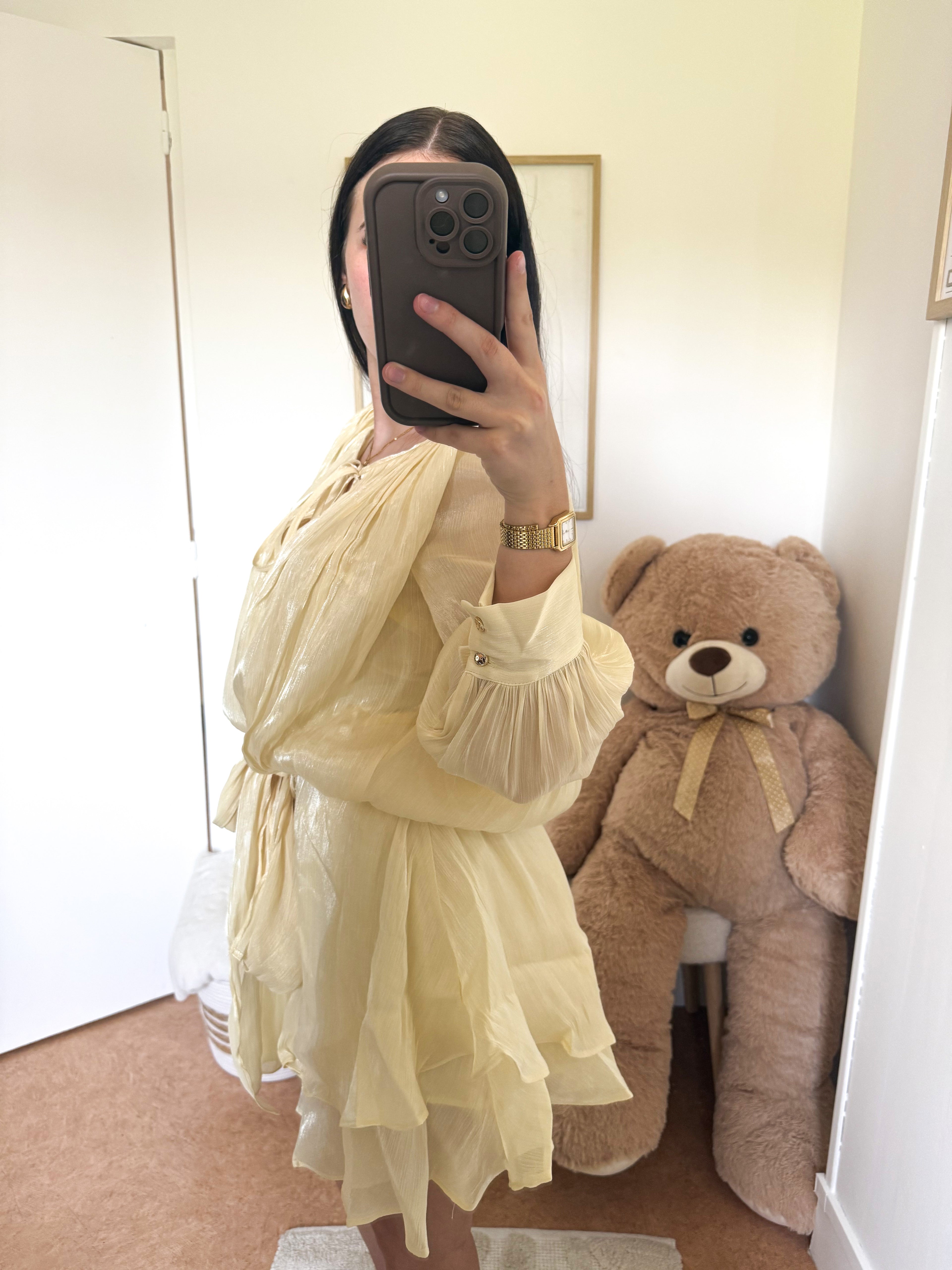 Robe "Sanae" Jaune pastel irisé