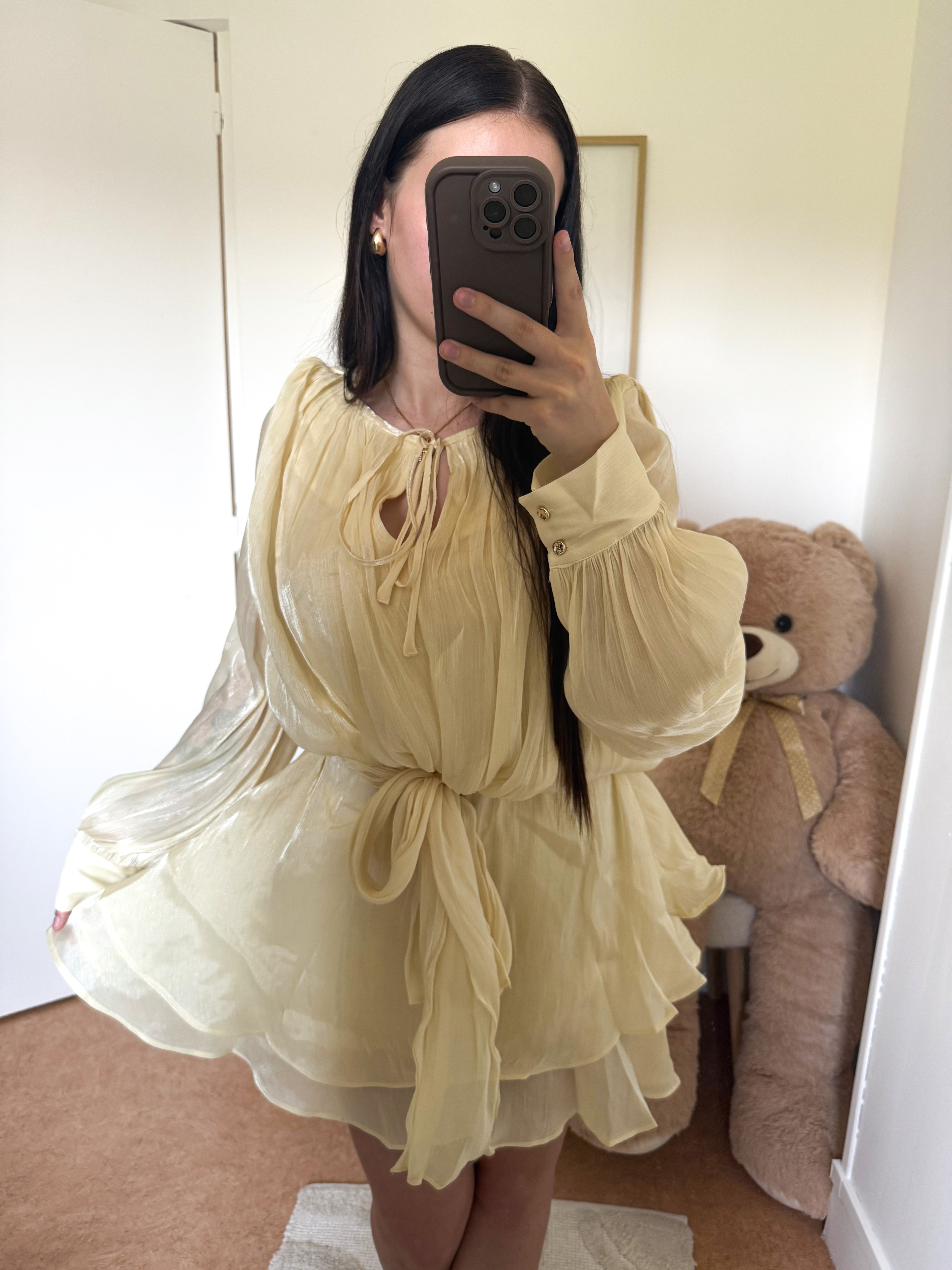 Robe "Sanae" Jaune pastel irisé